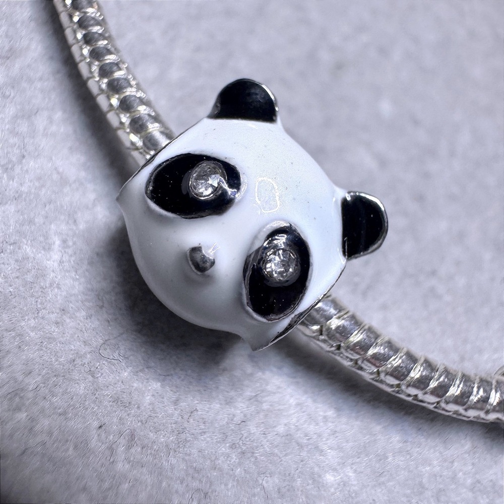 Cute Panda Face Charm‎ Crystal Eyes Enamel fits PANDORA